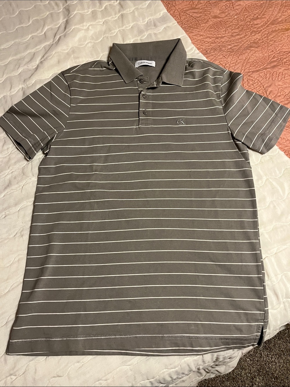 Calvin Klein Men’s Gray Striped Polo